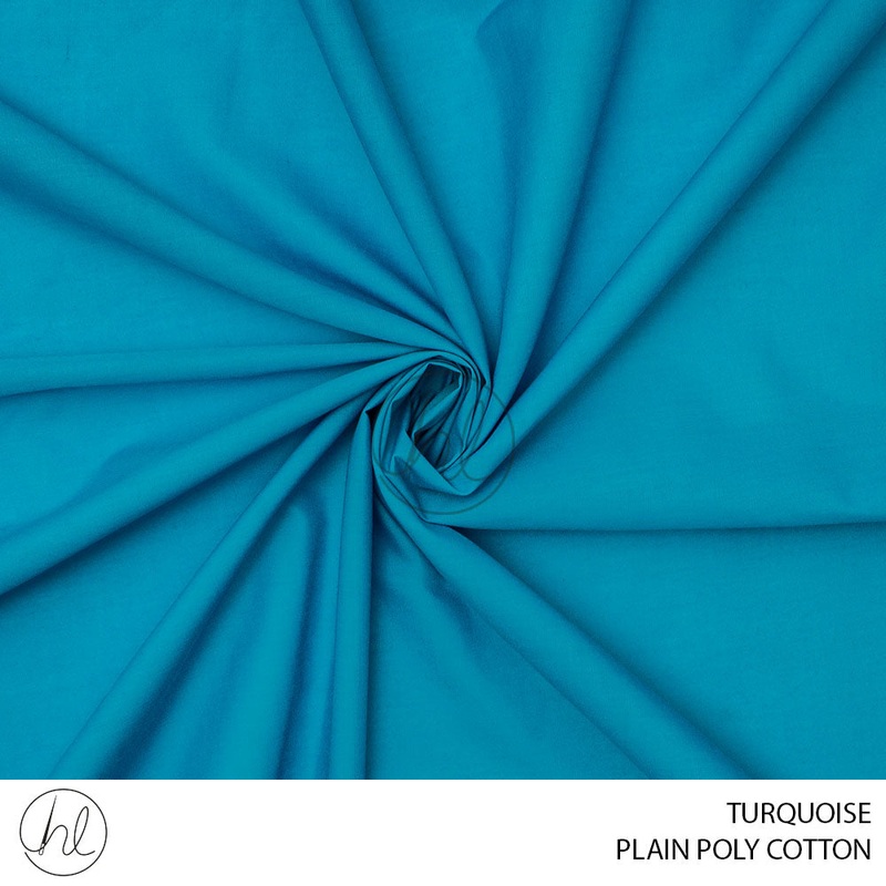 PLAIN POLY COTTON FABRIC 112CM TURQUOISE