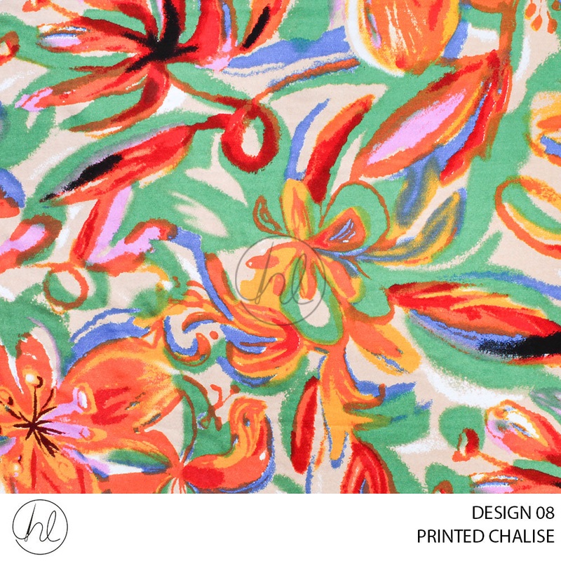 PRINTED CHALISE 55 GREEN 150CM PER M