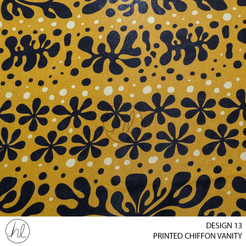 PRINTED CHIFFON VANITY PER M 51 DESIGN 13 MUSTARD 150CM WIDE