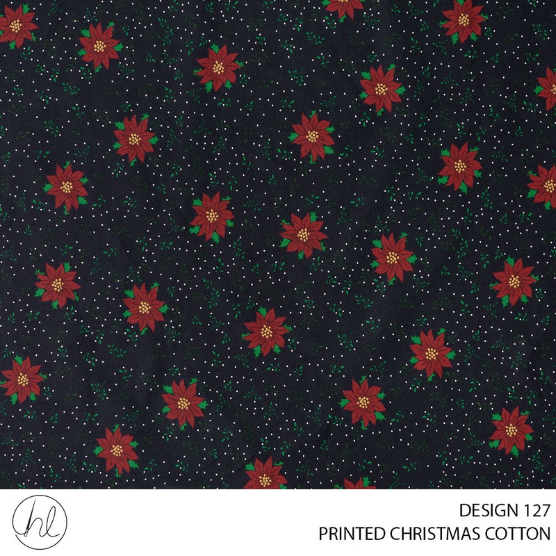 PRINTED CHRISTMAS COTTON DESIGN 52 51 NAVY 145CM PER M