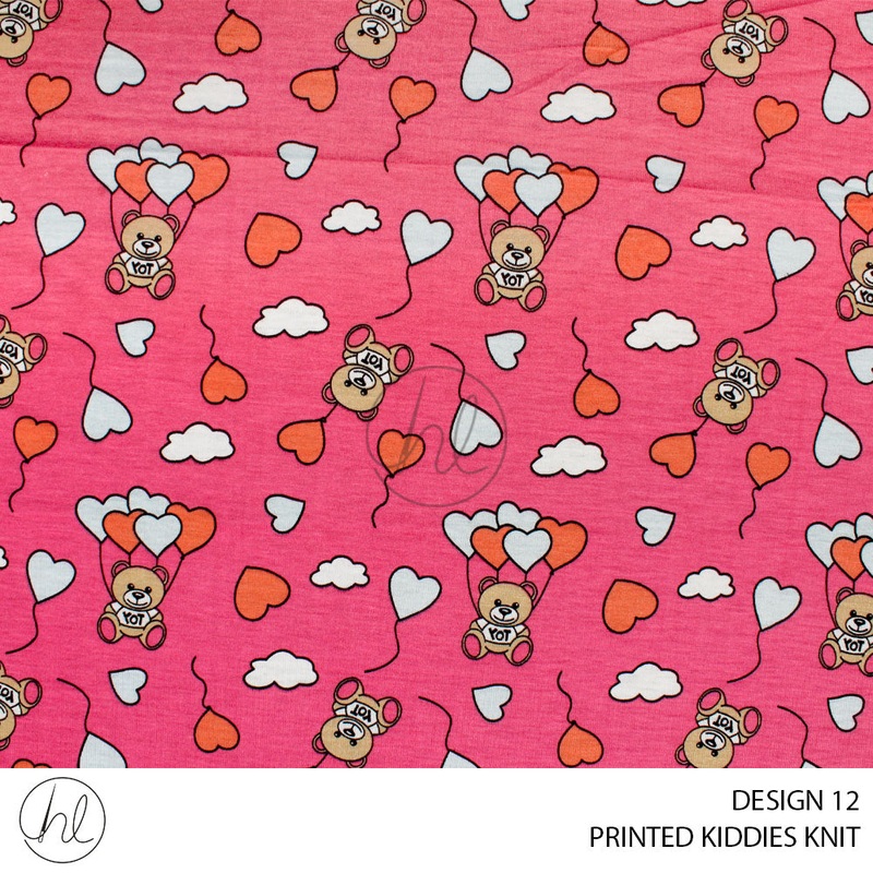 PRINTED KIDDIES KNIT PER M DESIGN 12 CERISE 150CM WIDE