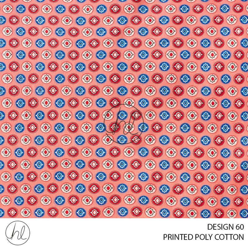 Printed Poly Cotton 56 Coral 112cm Per M