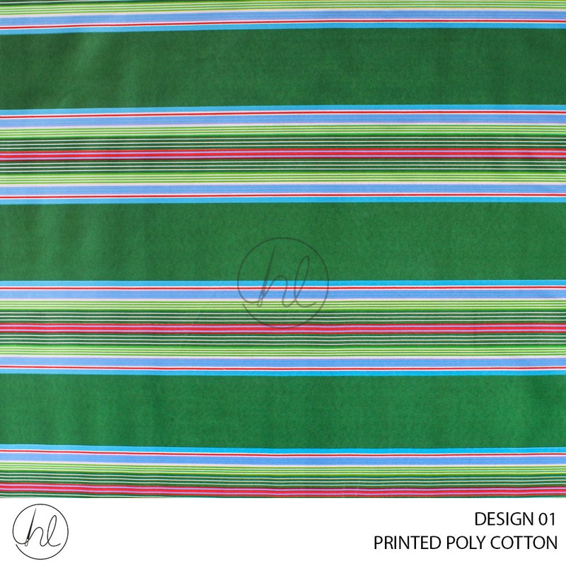 PRINTED POLY COTTON BROAD STRIPE DESIN 01 BOTTLE GREEN 115CM PER M