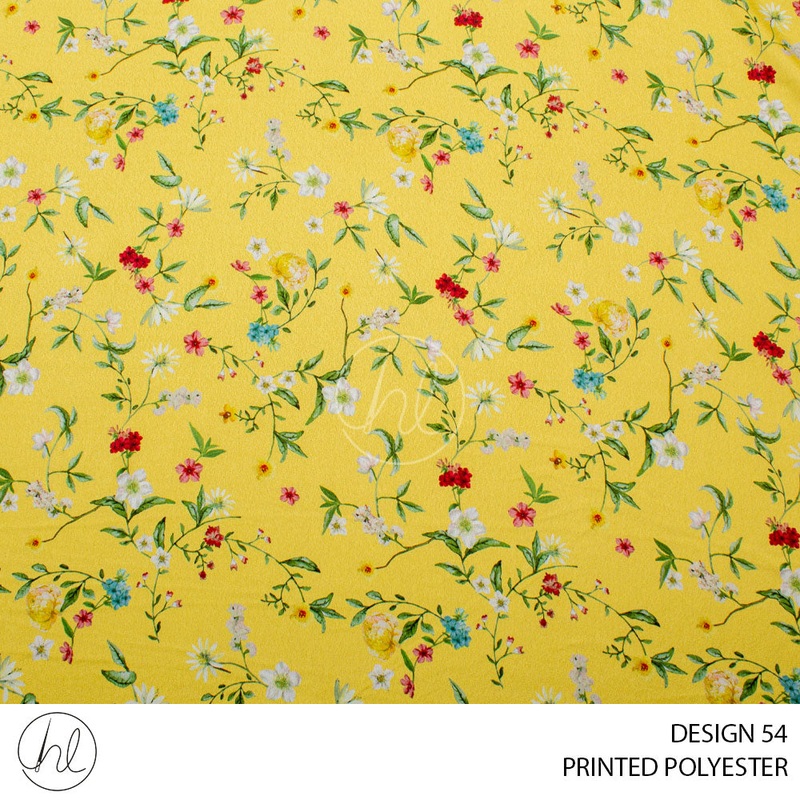 PRINTED POLYESTER CAPRICE PER M YELLOW DESIGN 54 150CM WIDE