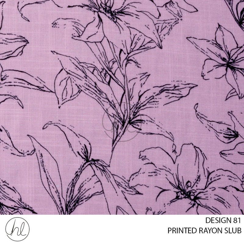 PRINTED RAYON SLUB 51 PER M PINK DESIGN 81150CM WIDE