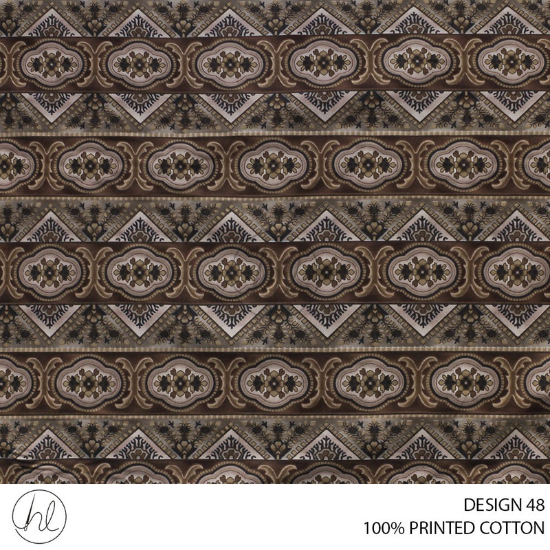100% PRINTED COTTON 3408 BROWN 110CM PER M