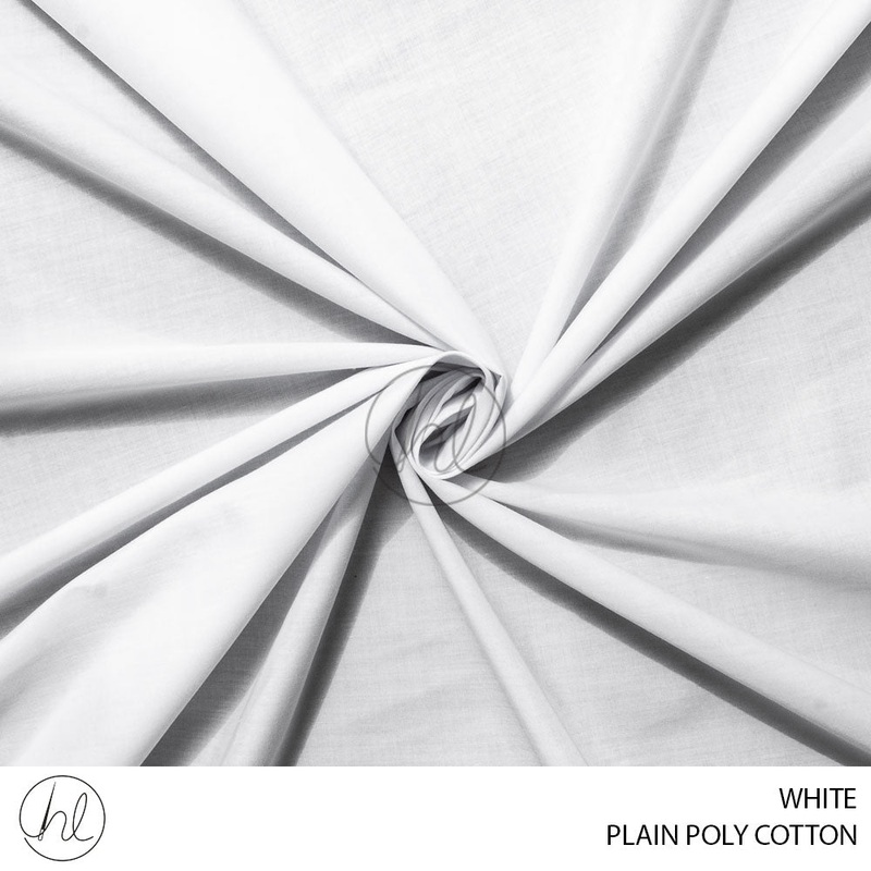 PLAIN POLY COTTON FABRIC 112CM WHITE
