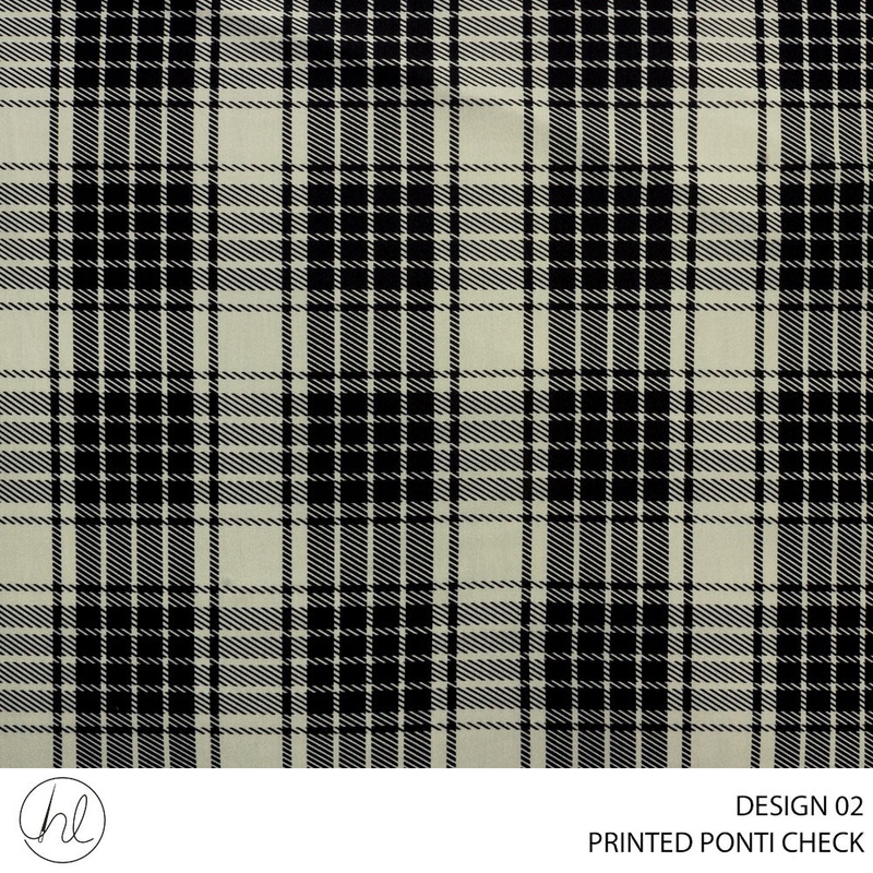 PONTI CHECK PRINTED FABRIC 150CM BLACK ROLL ROLL 001