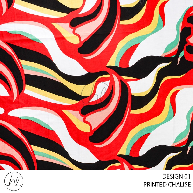 PRINTED CHALISE 55 BLACK 150CM PER M