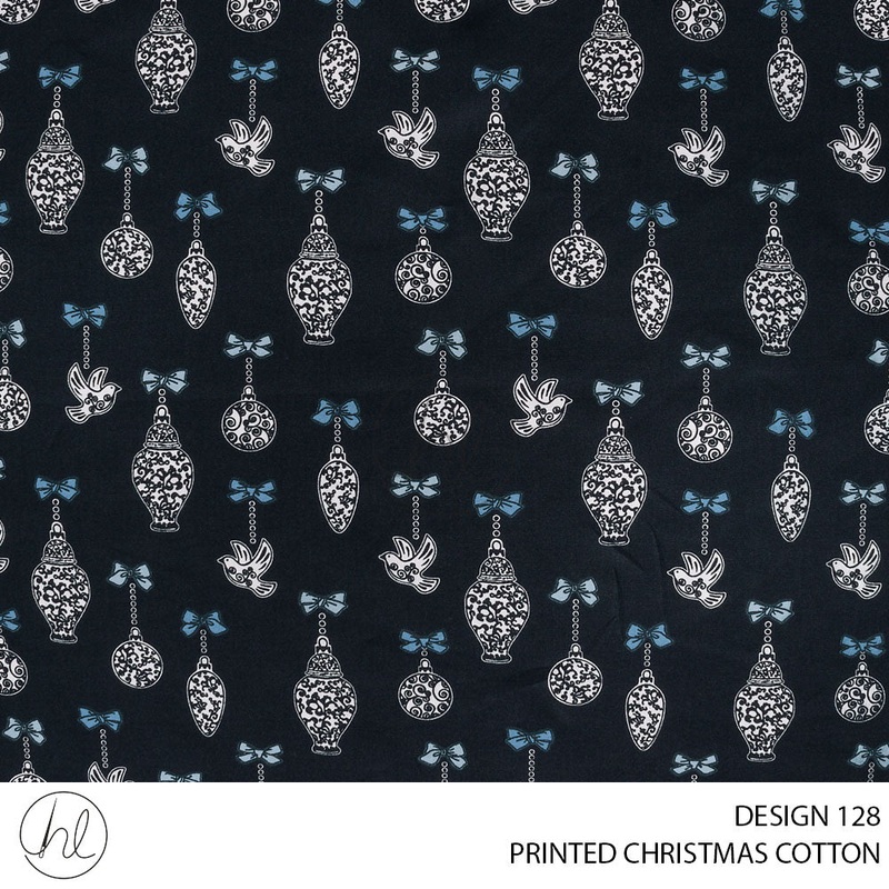 PRINTED CHRISTMAS COTTON DESIGN 51 51 NAVY 145CM PER M