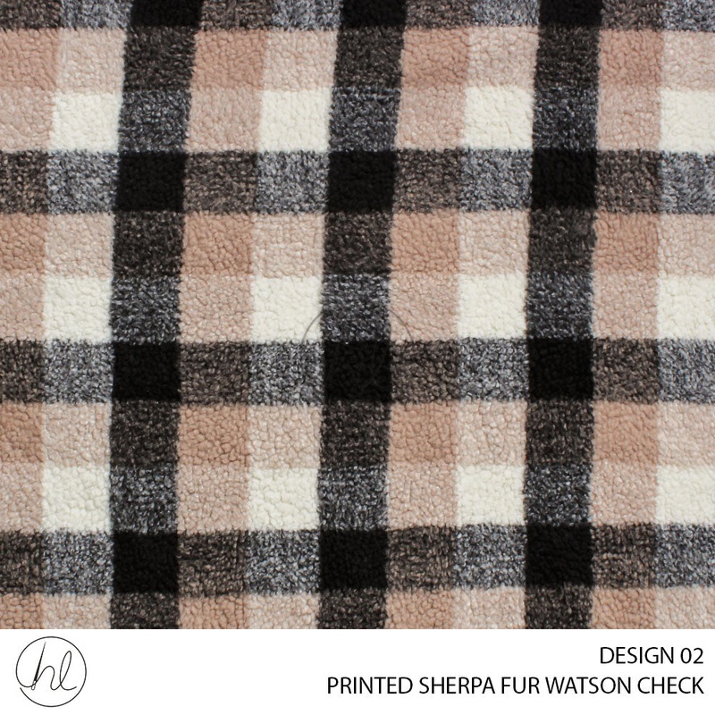 PRINTED FUR SHERPA WATSON CHECK 51 DESIGN 02 BEIGE 150CM PER M
