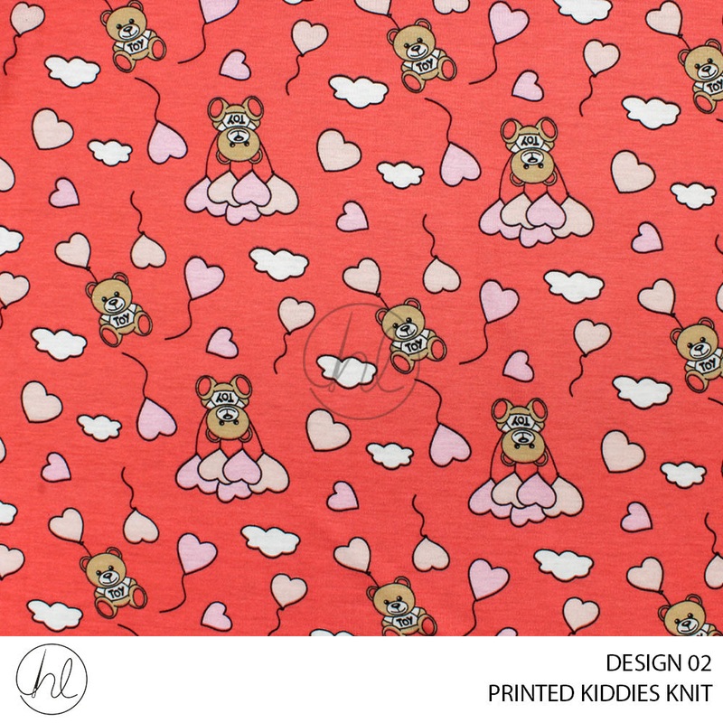 PRINTED KIDDIES KNIT PER M DESIGN 02 CORAL 150CM WIDE