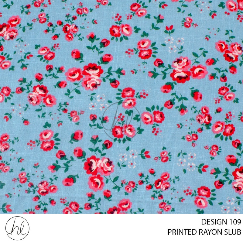 PRINTED RAYON SLUB 51 PER MBLUE DESIGN 109 150CM WIDE