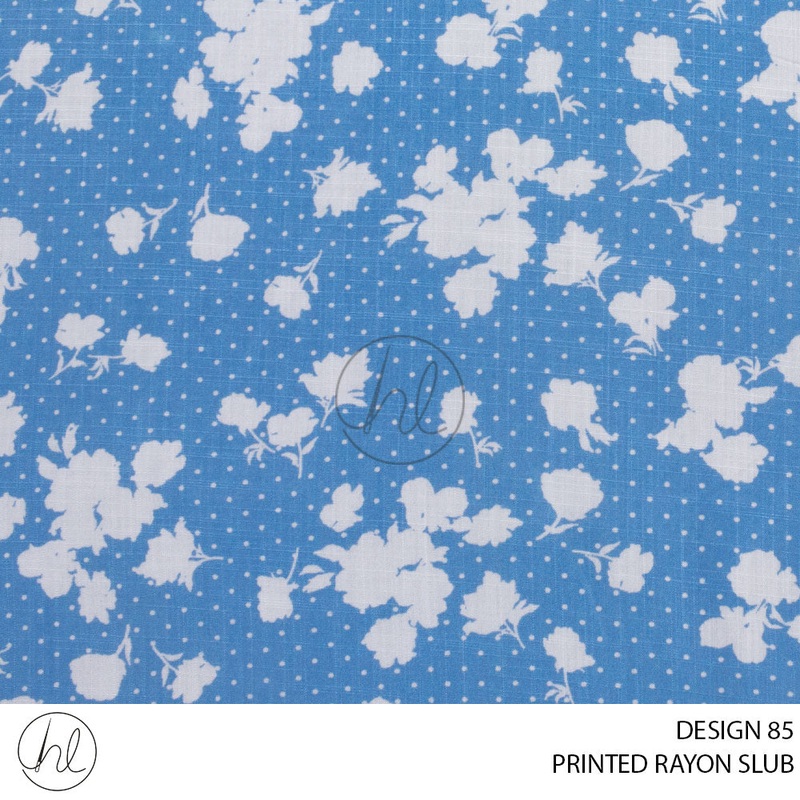 PRINTED RAYON SLUB 51 PER MBLUE DESIGN 85150CM WIDE