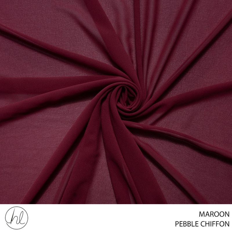 CHIFFON PEBBLE PLAIN FABRIC 150CM MAROON ROLL 001 1