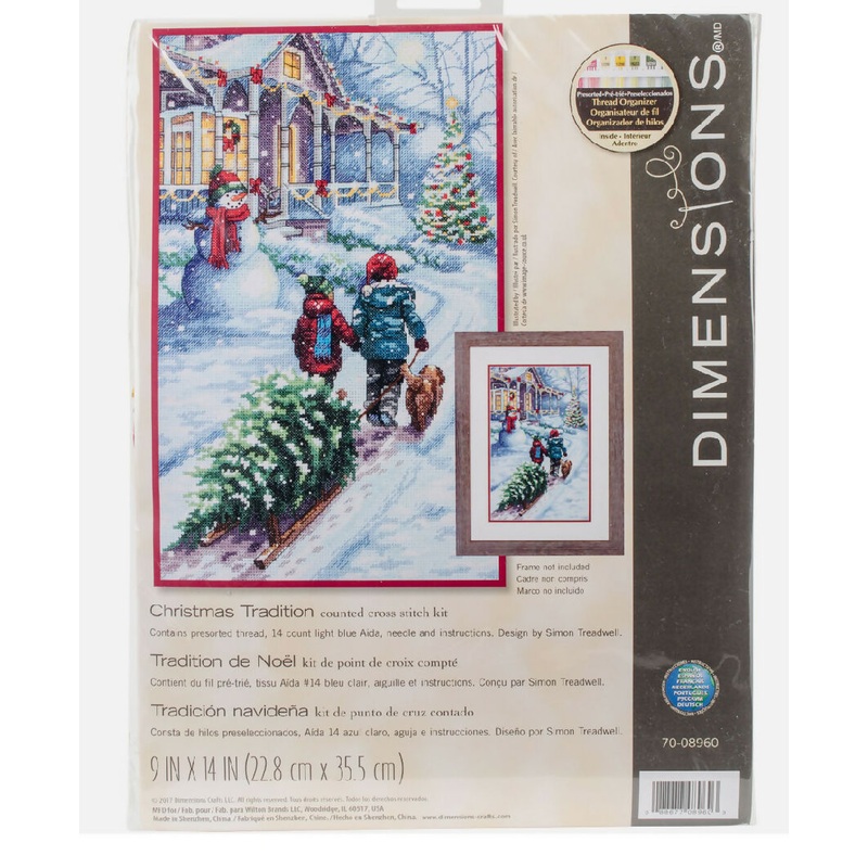 Dimensions Christmas Tradition Counted Cross Stitch Kit 9"X14" Floss Fabric NWT