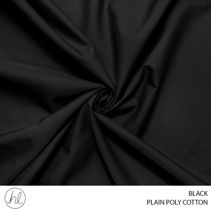 PLAIN POLY COTTON FABRIC 112CM BLACK