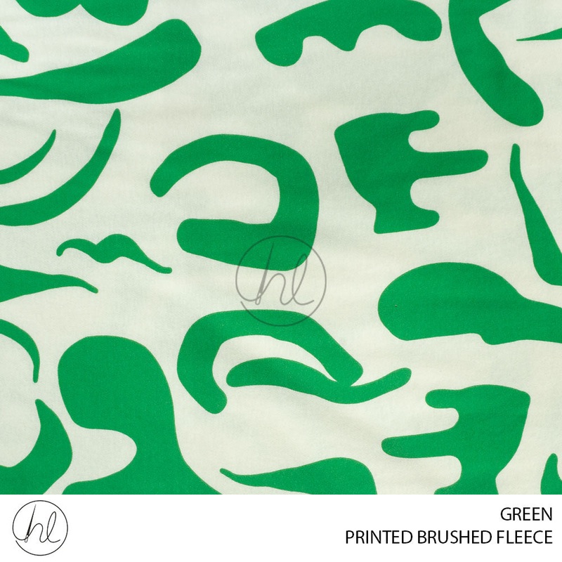 Printed Brushed Fleece 56 Green 150cm Per M