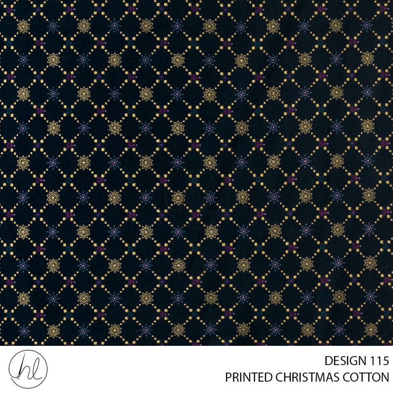 PRINTED CHRISTMAS COTTON DESIGN 64 51 NAVY 145CM PER M