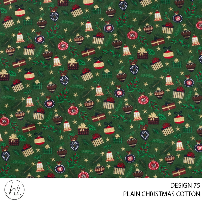 PRINTED CHRISTMAS COTTON DESIGN102 51 EMERALD 145CM PER M