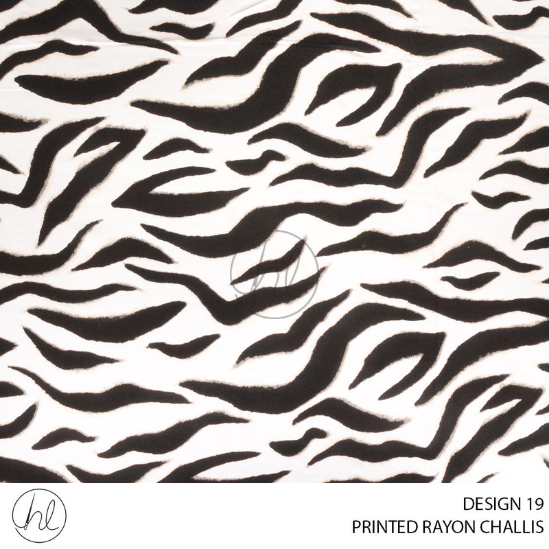 PRINTED RAYON CHALLIS 56 WHITE 150CM PER M