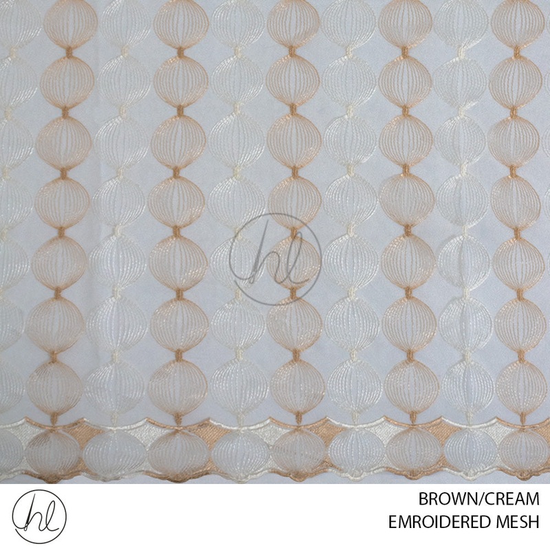 EMBROIDERED MESH 338 BROWN/CREAM PER M 280CM WIDE