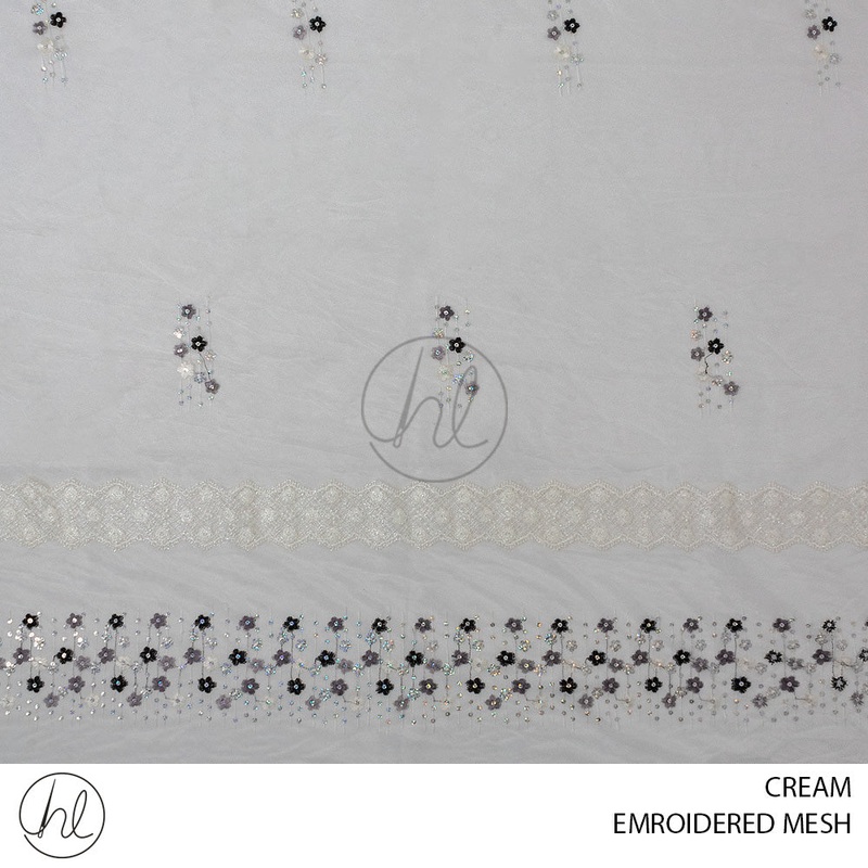 EMBROIDERED MESH 51 CREAM PER M 280CM WIDE
