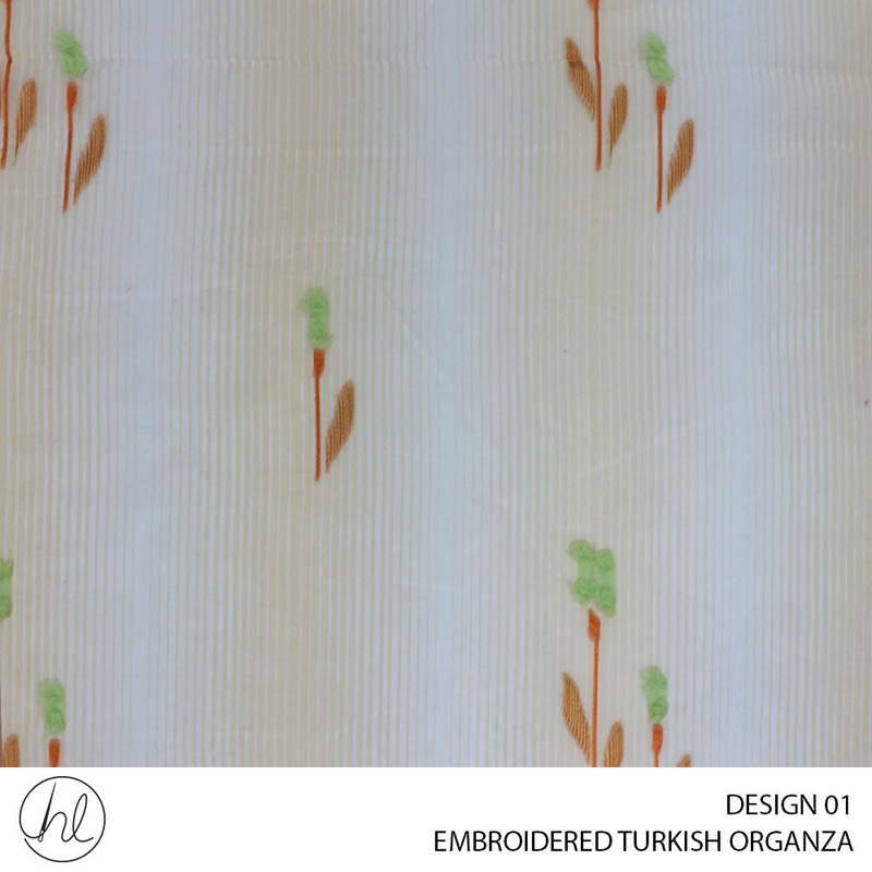 EMBROIDERED TURKISH ORGANZA DESIGN 01 280CM PER M ORANGE