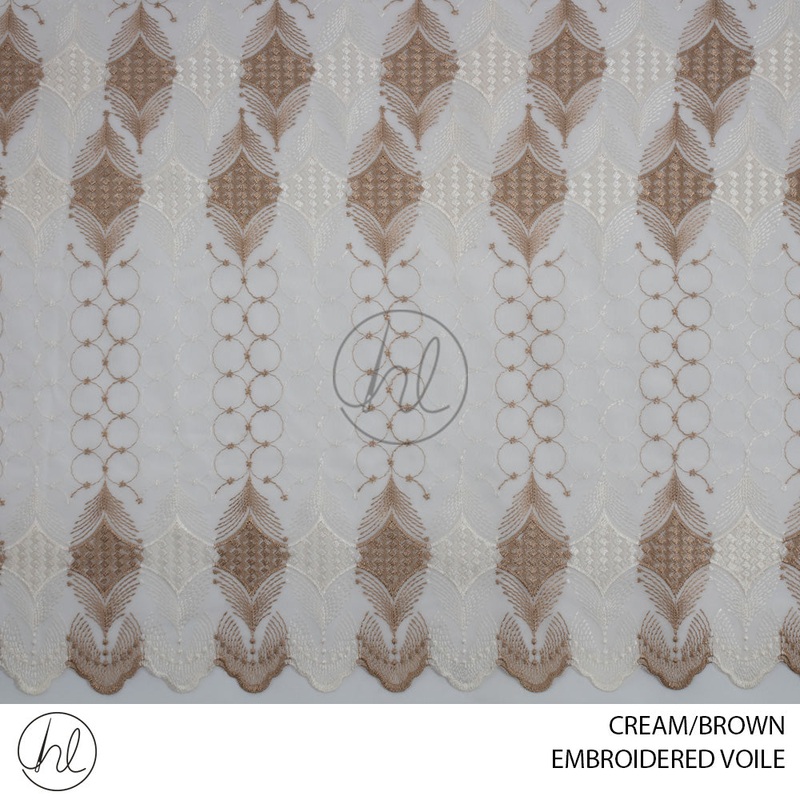 EMBROIDERED VOILE 8552 CREAM/BROWN PER M 280CM WIDE