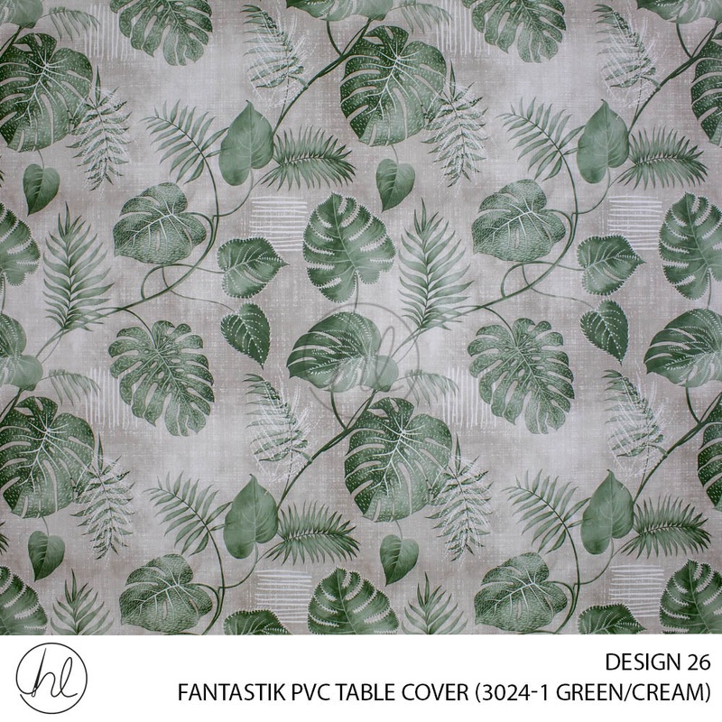 FANTASTIK PVC TABLE COVER DESIGN 26 140CM PER M GREEN/CREAM