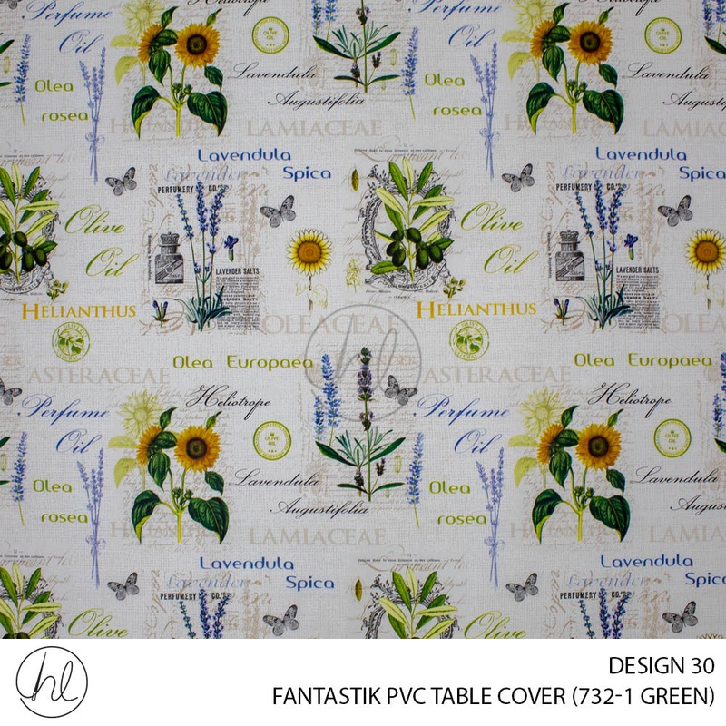 FANTASTIK PVC TABLE COVER DESIGN 30 140CM PER M GREEN