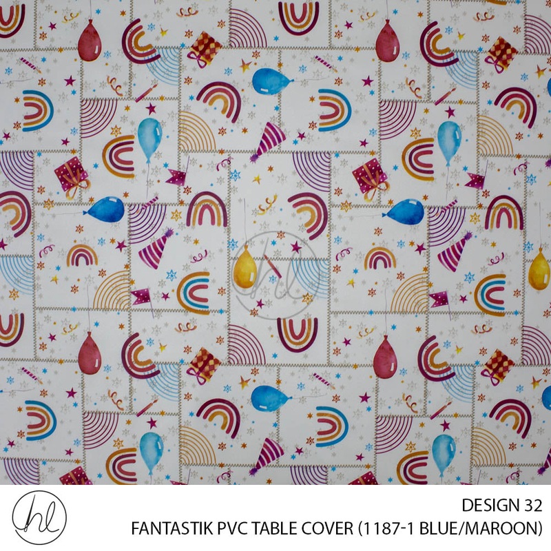 FANTASTIK PVC TABLE COVER DESIGN 32 140CM PER M BLUE/MAROON