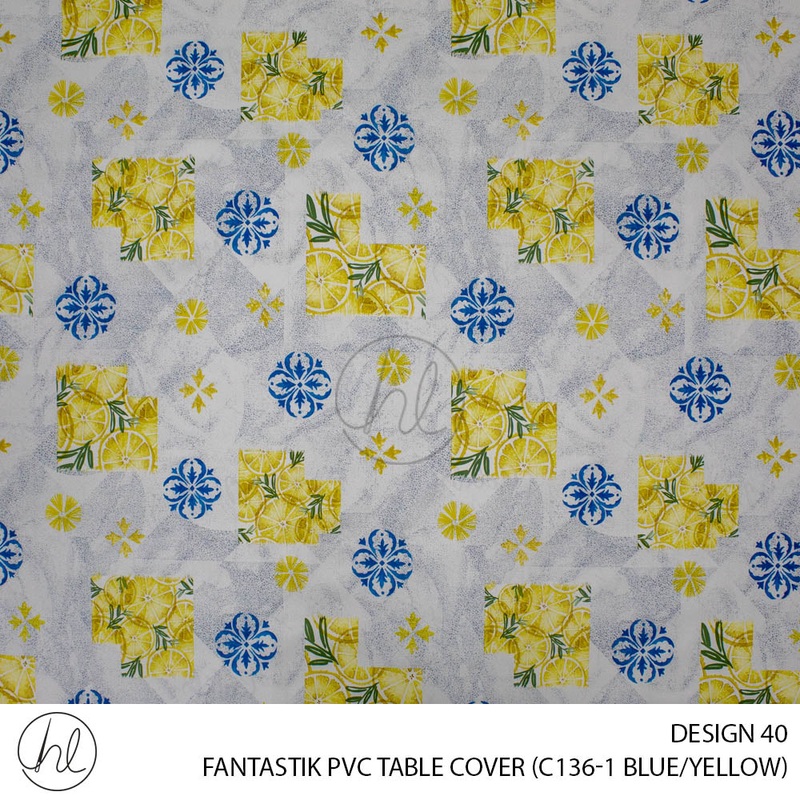 FANTASTIK PVC TABLE COVER DESIGN 40 140CM PER M BLUE/YELLOW