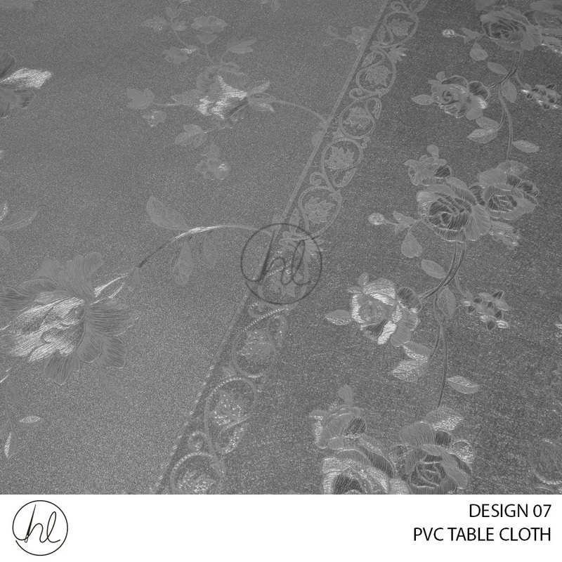 PVC TABLE CLOTH 4639 DESIGN 07 GREY 140CM WIDE PER M