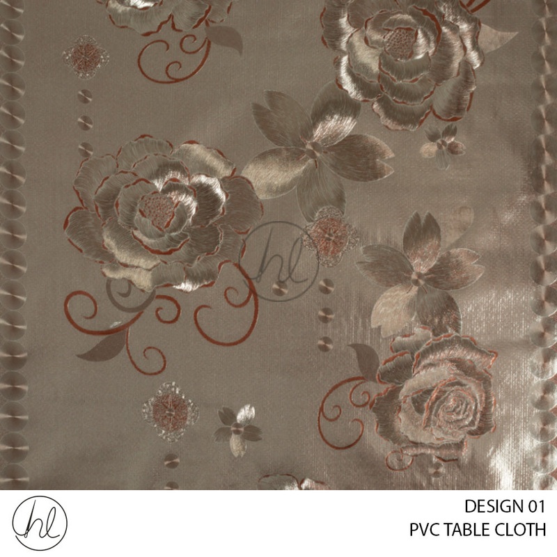 PVC TABLE CLOTH 4644 DESIGN 01 BRONZE 140CM WIDE PRICE PER M