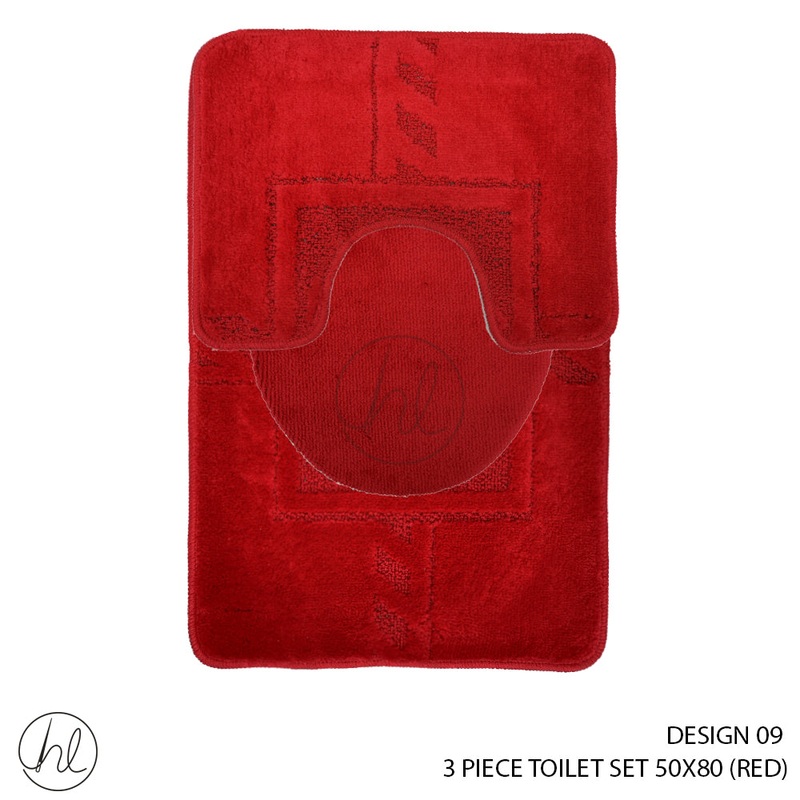 3 PIECE PRINTED TOILET SET 50X80 DESIGN 09 RED