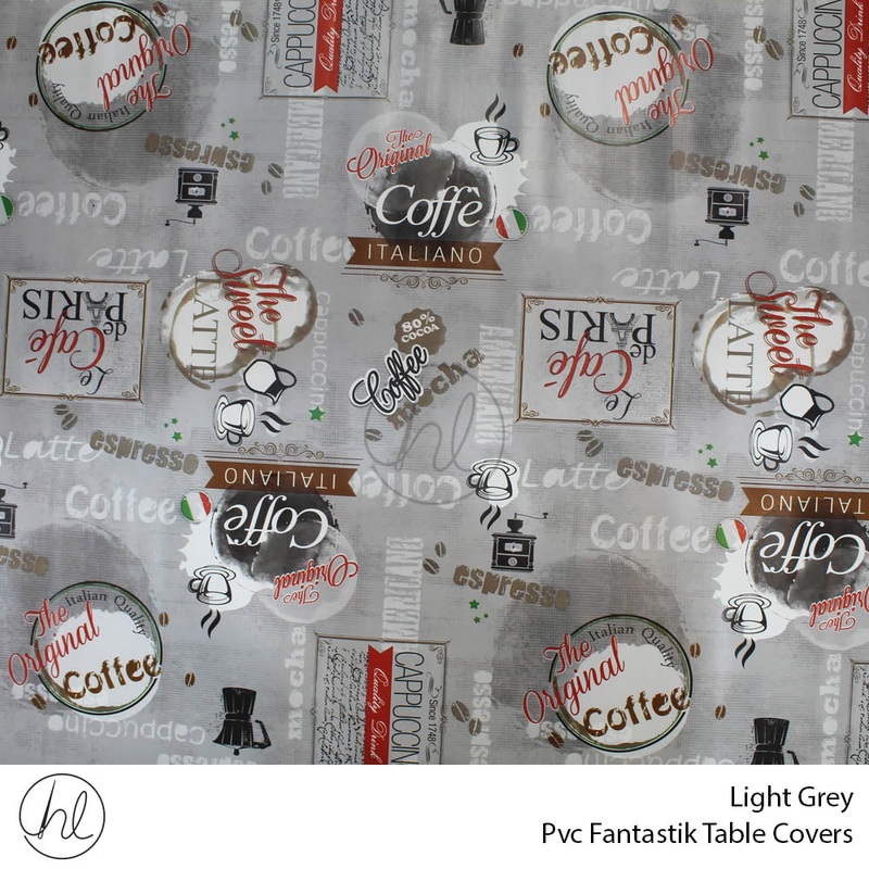 PVC FANTASTIK TABLE COVERS L/GREY ROLL ROLL 001
