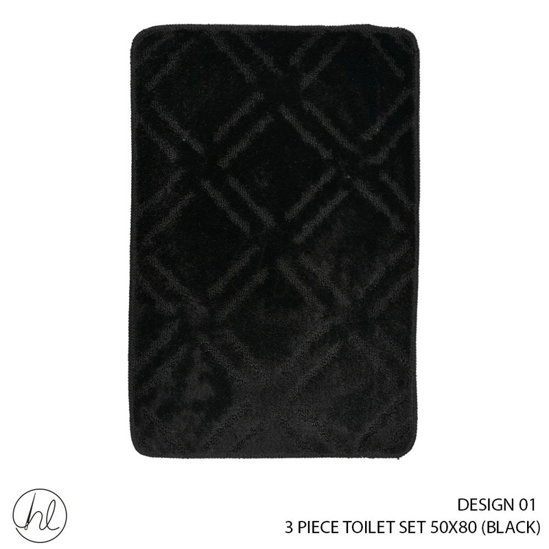3 PIECE PRINTED TOILET SET 50X80 DESIGN 01 BLACK