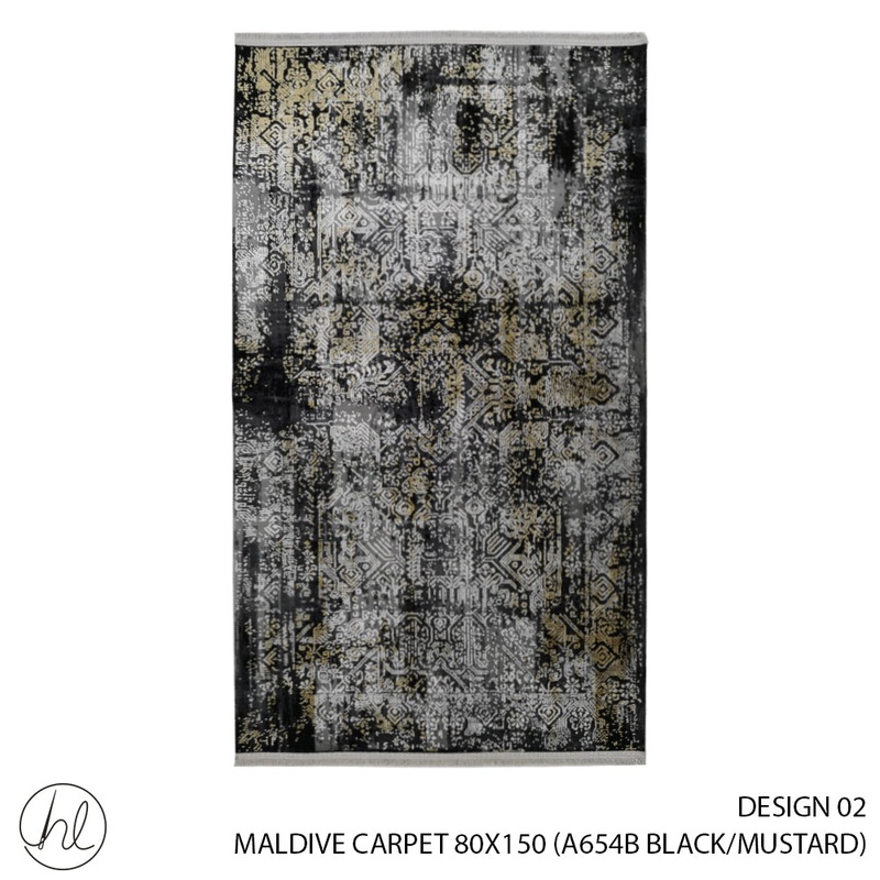 MALDIVE CARPET 80X150 DESIGN A654B BLACK/MUSTARD