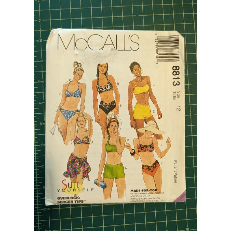 McCall's 8813 Suit Yourself Misses' 2-Piece Swimsuit & Sarong Sewing Pattern Size 12