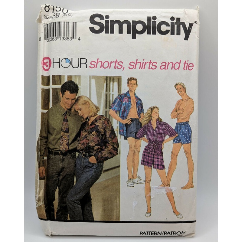 Vintage Simplicity 8150 3 Hour Shorts, Shirts & Tie Pattern Sizes L-XL