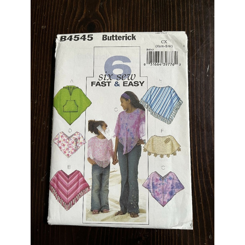 Butterick B4545 Six Fast & Easy Child's/Girl's Ponchos