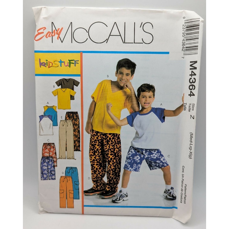 McCall's 4364 Kidstuff Child's T-Shirt, Shorts & Pants Pattern Sizes M-XL