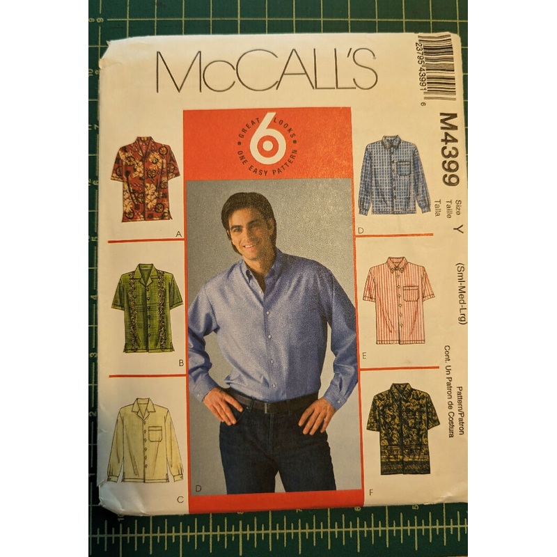 McCall's 4399 6 Great Looks, 1 Easy Pattern Men's Shirt Sewing Pattern Sizes S-L