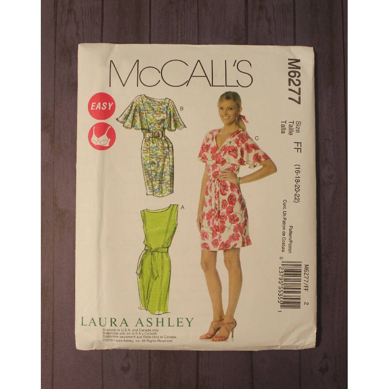 McCall's 6277 Misses Lined Dresses and Belt, Laura Ashley