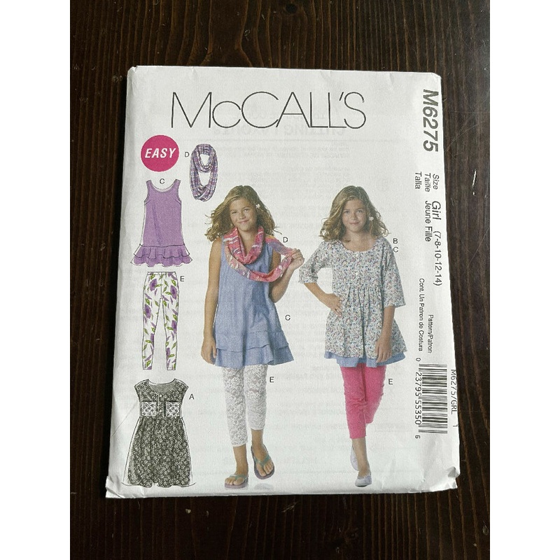 McCall's M6275 Girl's Dress, Leggings and Scarf
