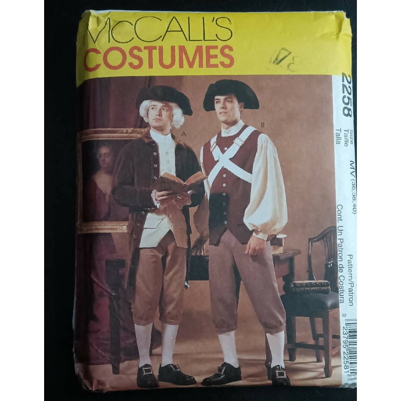 McCalls Costumes 2258 Colonial Outfit, size 36-40 mens