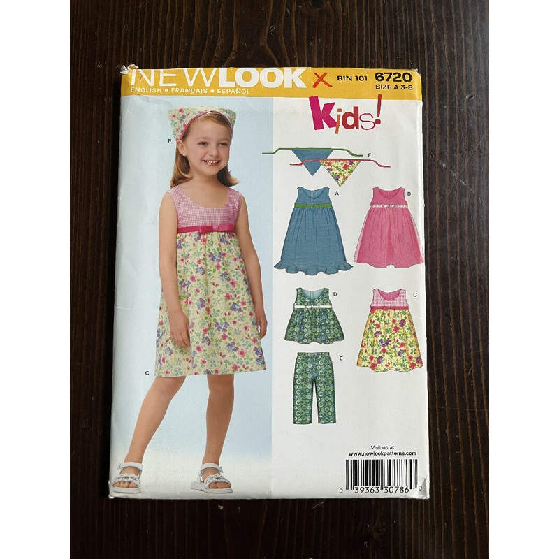 New Look 6720 Child's/Girls's Dress, Top, Pants and Head Scarf Pattern