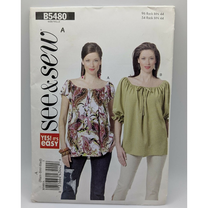 See & Sew B5480 Misses' Peasant Top Pattern Sizes XS-M