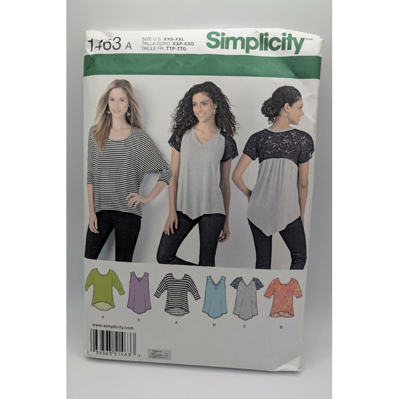 Simplicity 1463 Misses Top with Variations Pattern Sizes XXS-XXL